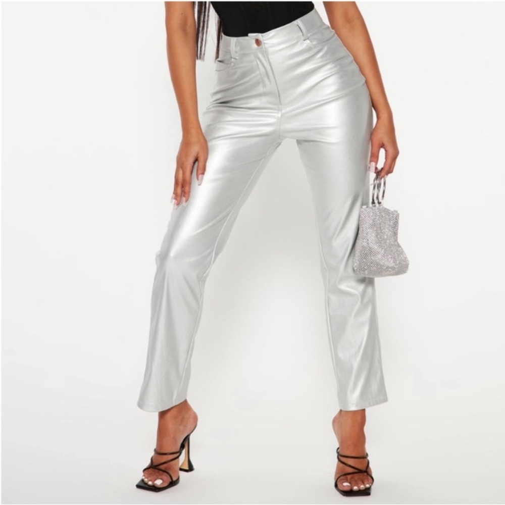 Rachel Zoe Metallic Faux Leather Pants 6